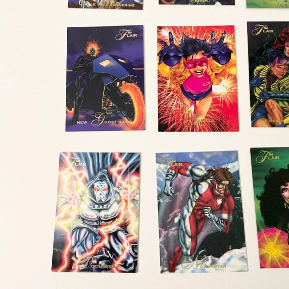 Vintage 1994 Lot of 11 Flair Cards Marvel Xmen Ghost Rider Doom Venom Spiderman - Picture 4 of 14
